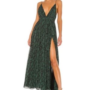 Revolve x Michael Costello Green and Black Snakeskin Maxi Dress